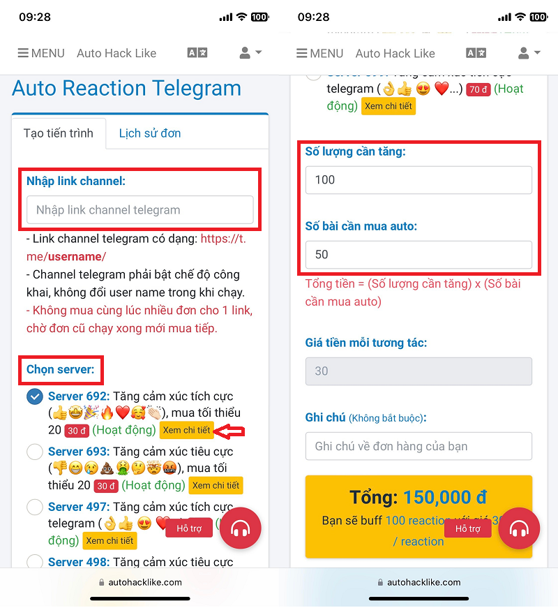 Dịch vụ Auto Reaction Telegram, tăng reaction tự động