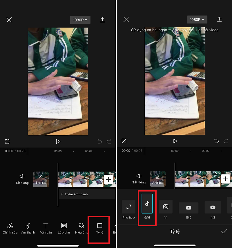 Cách edit video trên CapCut chuẩn kích thước video Tiktok đề xuất